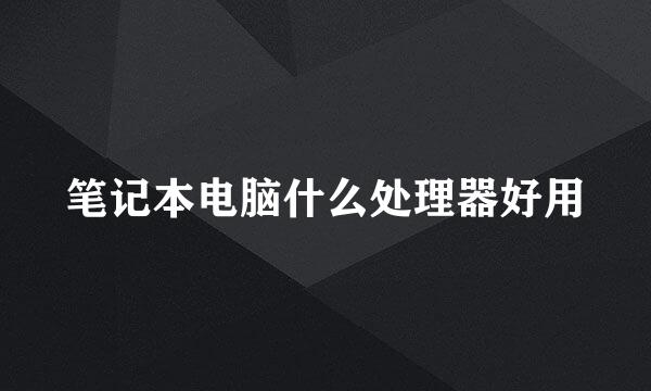 笔记本电脑什么处理器好用