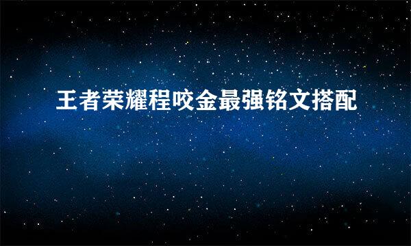 王者荣耀程咬金最强铭文搭配