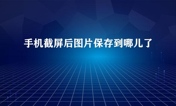 手机截屏后图片保存到哪儿了