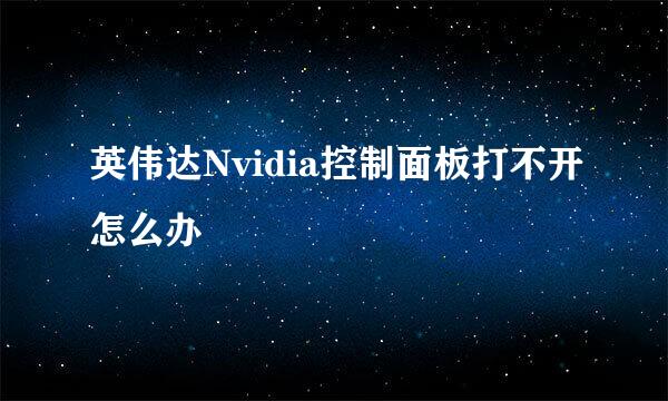 英伟达Nvidia控制面板打不开怎么办