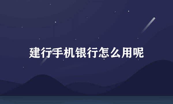 建行手机银行怎么用呢