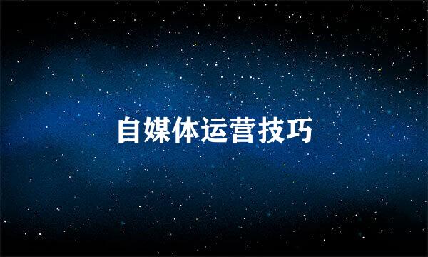 自媒体运营技巧