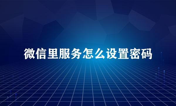 微信里服务怎么设置密码