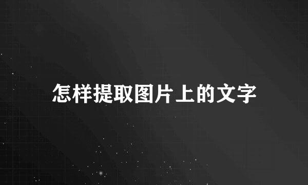 怎样提取图片上的文字
