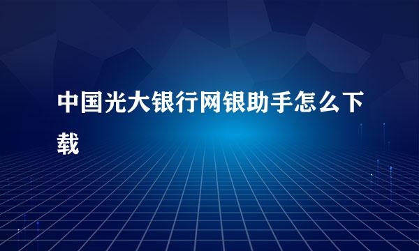 中国光大银行网银助手怎么下载