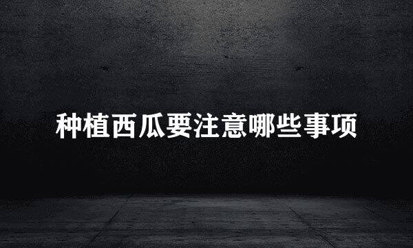 种植西瓜要注意哪些事项