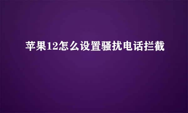 苹果12怎么设置骚扰电话拦截 