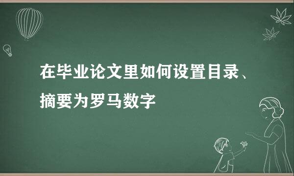 在毕业论文里如何设置目录、摘要为罗马数字