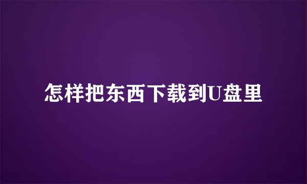 怎样把东西下载到U盘里