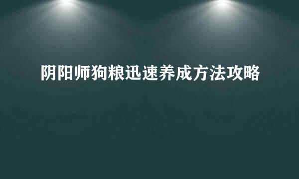 阴阳师狗粮迅速养成方法攻略