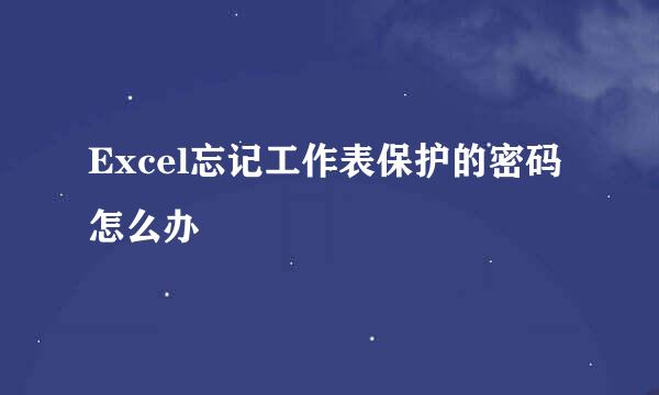 Excel忘记工作表保护的密码怎么办
