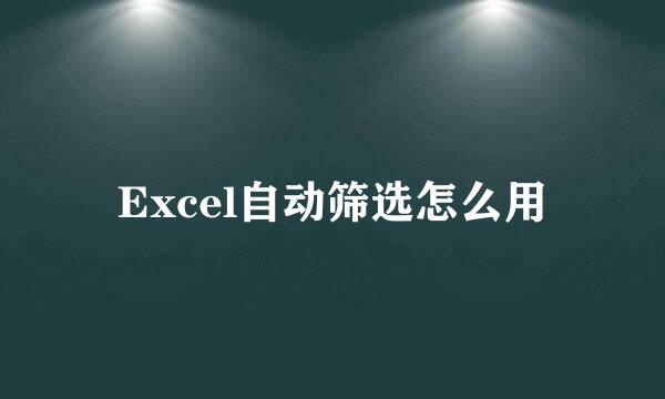 Excel自动筛选怎么用