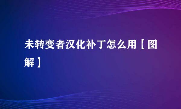 未转变者汉化补丁怎么用【图解】