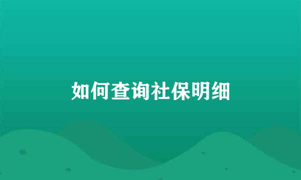 如何查询社保明细