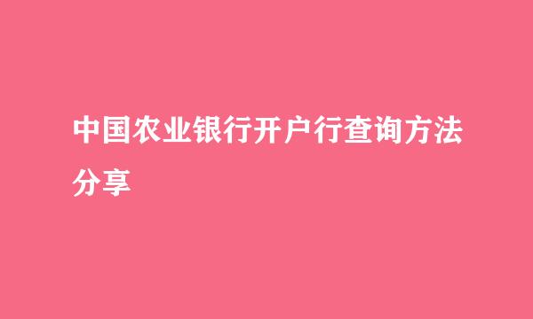 中国农业银行开户行查询方法分享