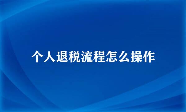 个人退税流程怎么操作