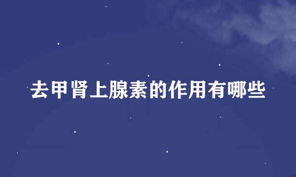 去甲肾上腺素的作用有哪些