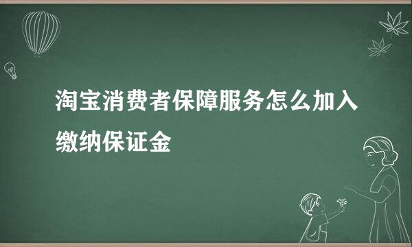 淘宝消费者保障服务怎么加入缴纳保证金