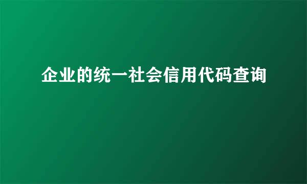 企业的统一社会信用代码查询