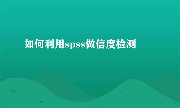 如何利用spss做信度检测