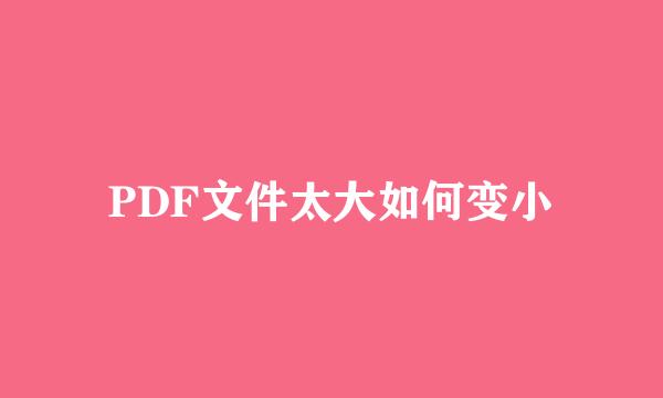 PDF文件太大如何变小