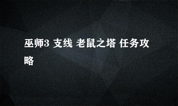 巫师3 支线 老鼠之塔 任务攻略