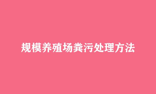 规模养殖场粪污处理方法