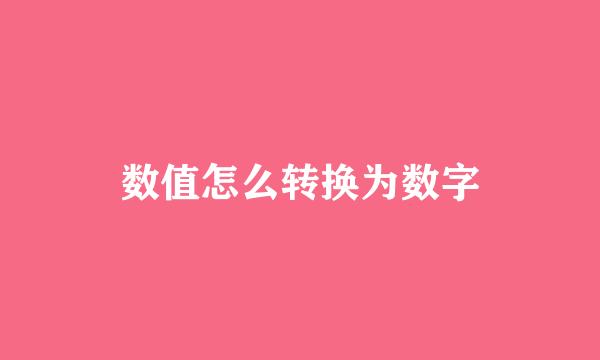 数值怎么转换为数字