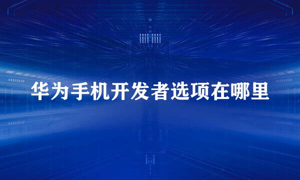 华为手机开发者选项在哪里