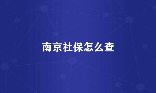 南京社保怎么查