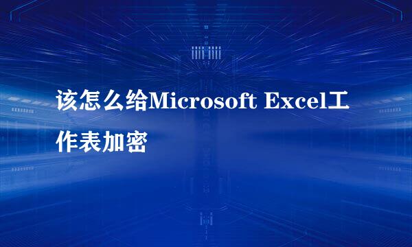 该怎么给Microsoft Excel工作表加密