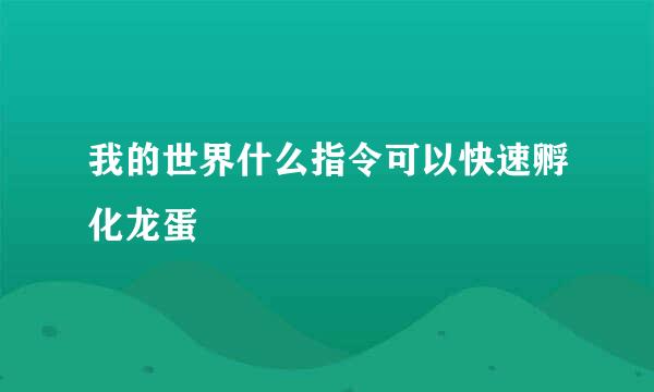 我的世界什么指令可以快速孵化龙蛋