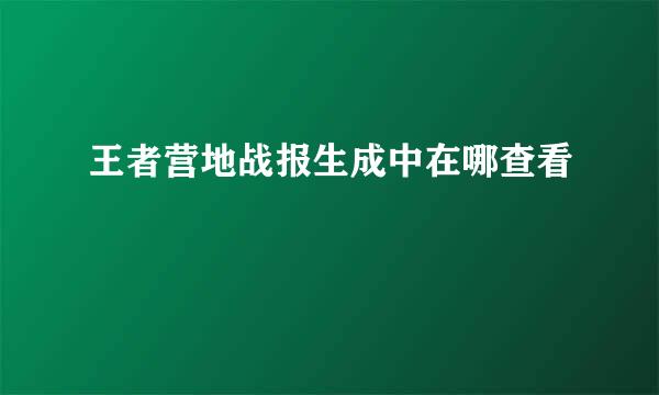 王者营地战报生成中在哪查看