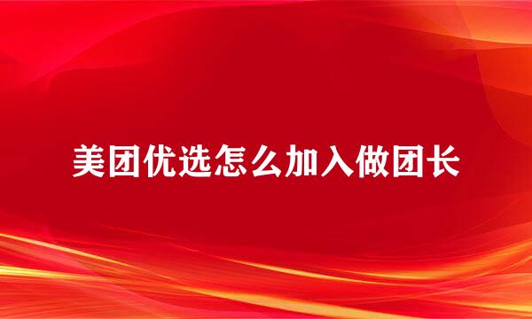美团优选怎么加入做团长