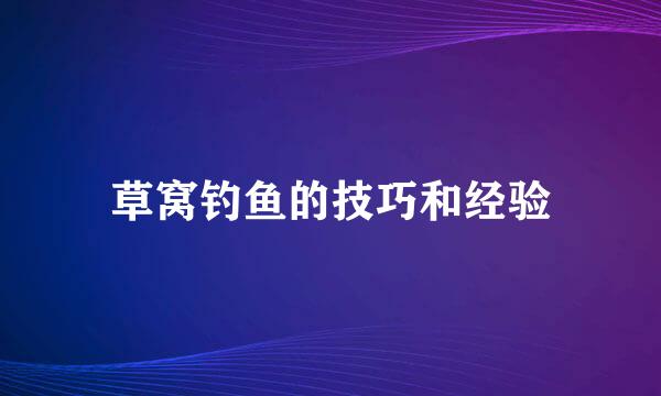 草窝钓鱼的技巧和经验
