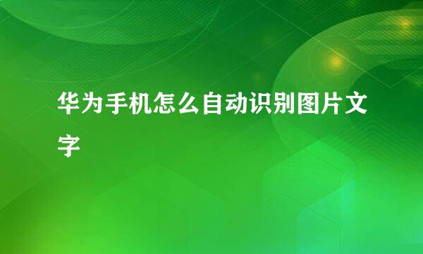 华为手机怎么自动识别图片文字