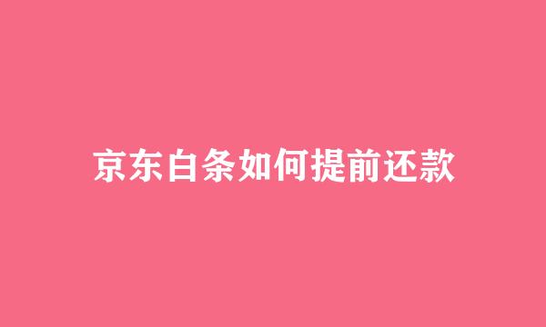 京东白条如何提前还款