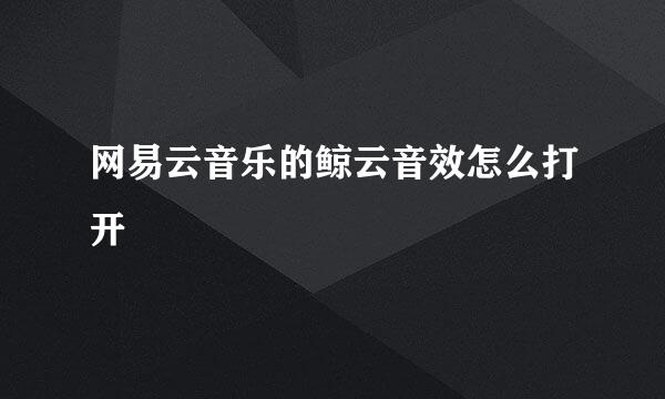 网易云音乐的鲸云音效怎么打开