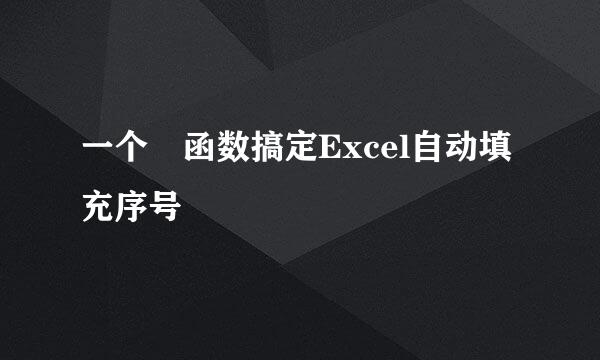 一个函数搞定Excel自动填充序号