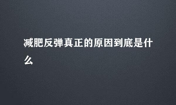 减肥反弹真正的原因到底是什么