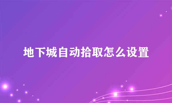 地下城自动拾取怎么设置