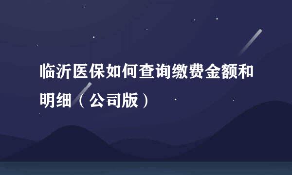 临沂医保如何查询缴费金额和明细（公司版）