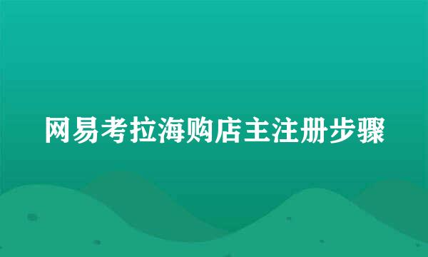 网易考拉海购店主注册步骤
