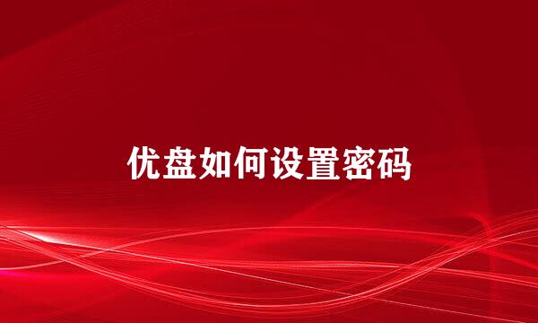 优盘如何设置密码