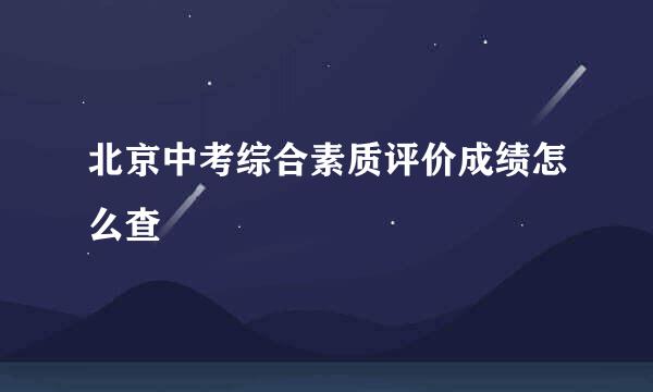 北京中考综合素质评价成绩怎么查