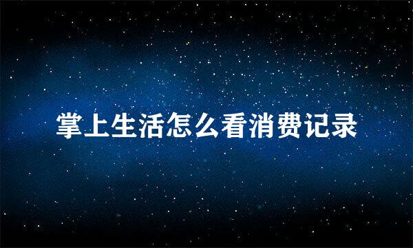 掌上生活怎么看消费记录