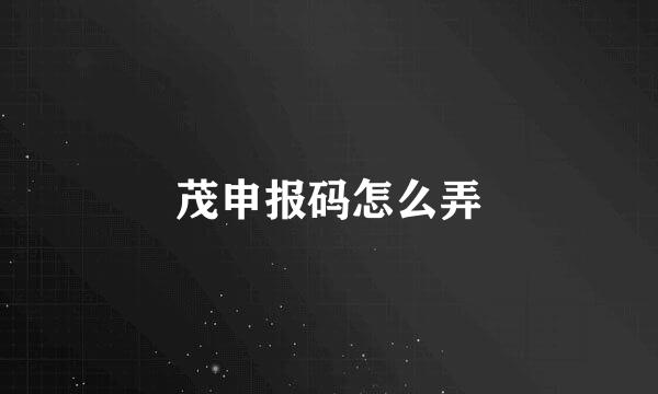 茂申报码怎么弄