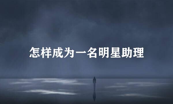 怎样成为一名明星助理