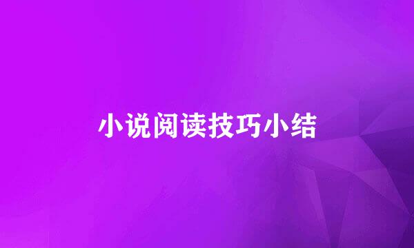 小说阅读技巧小结