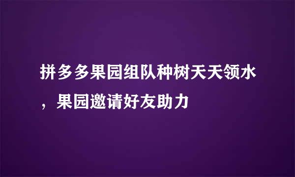 拼多多果园组队种树天天领水，果园邀请好友助力